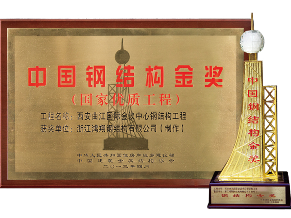 中国钢结构金奖（国际优质工程）工程名称：西安曲江国际会议中心